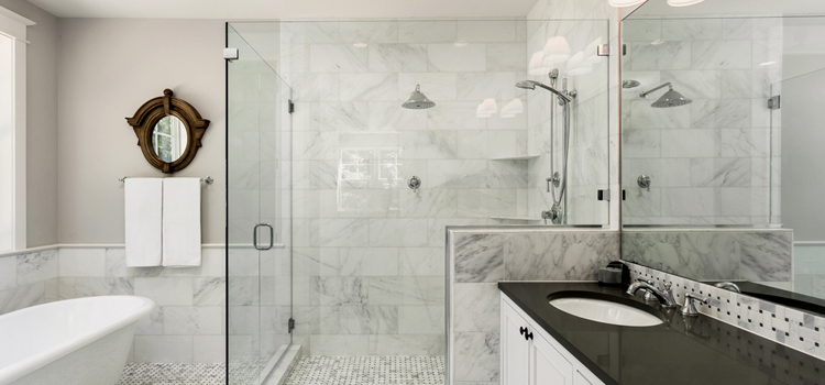 bathroom shower door installation in Southwest Edmonton